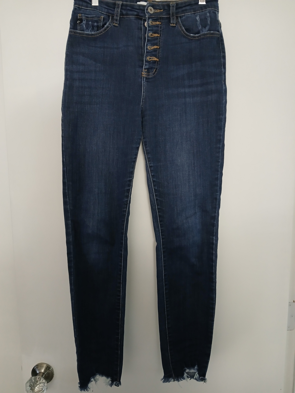 KanCan Dark Blue High-Rise Button-Fly Skinny Jeans
